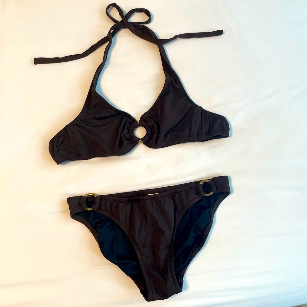 VTG J. Crew Brown Halter Bikini Set XS/S